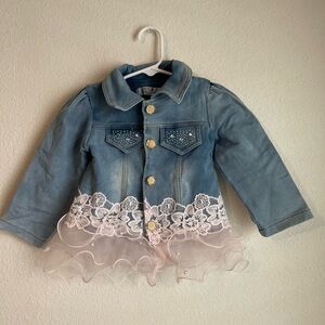 YYA for Kids Denim Jacket with Pink Lace Trim size 2T